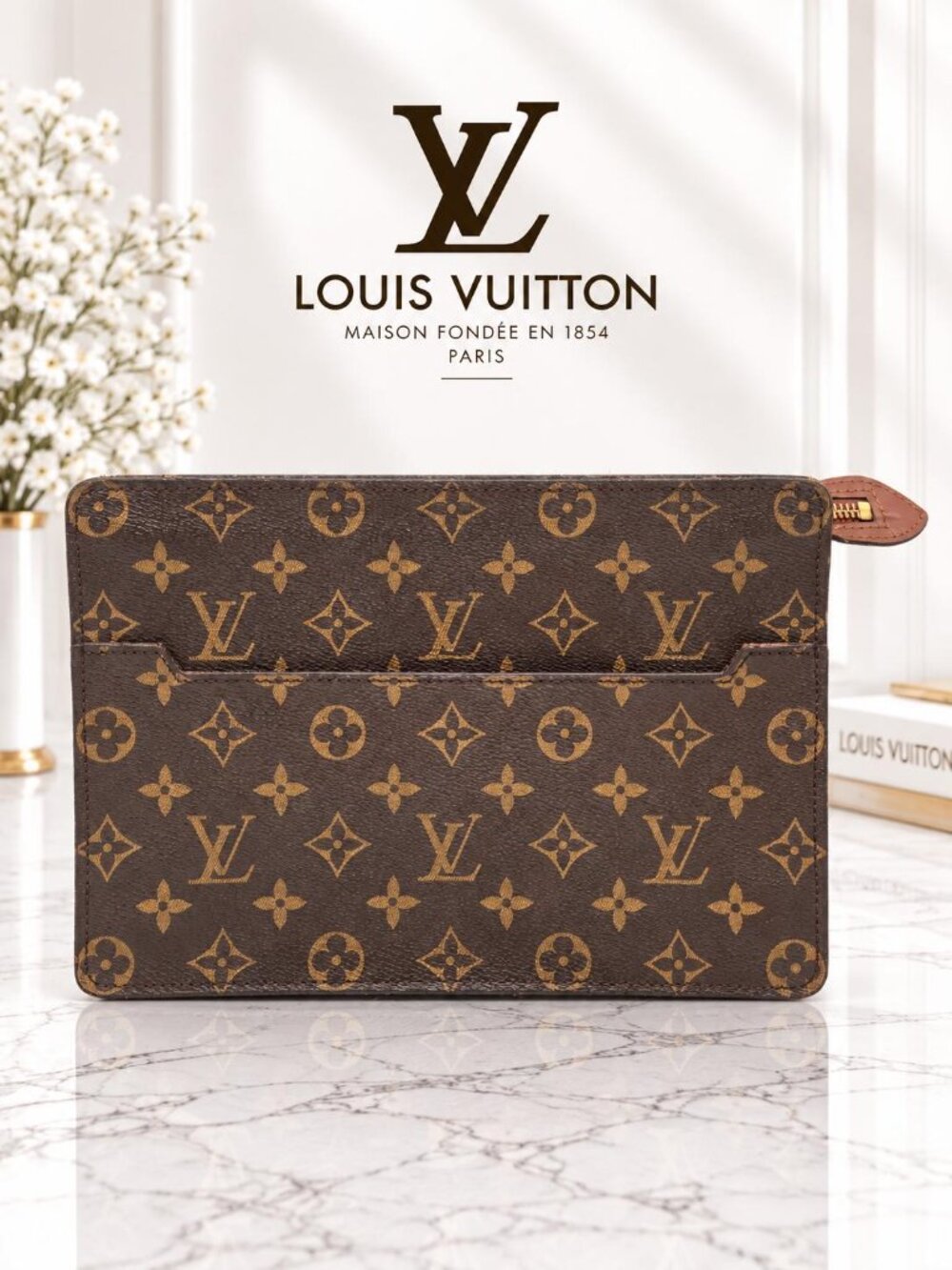 Authentic Louis Vuitton Monogram Canvas Pochette Toilette Zip Toiletry Pouch